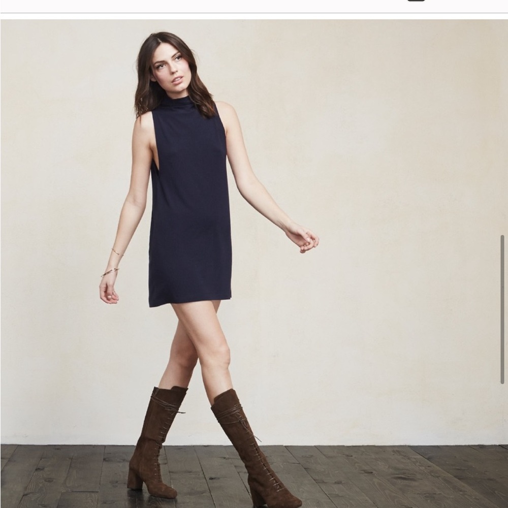 Reformation cali dress in navy blue Dress Sleeveless with Turtleneck size Small - Picture 4 of 13